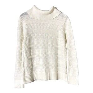Christopher & Banks Woman’s Size Large Cowl Neck Sweater White Long Sleeve